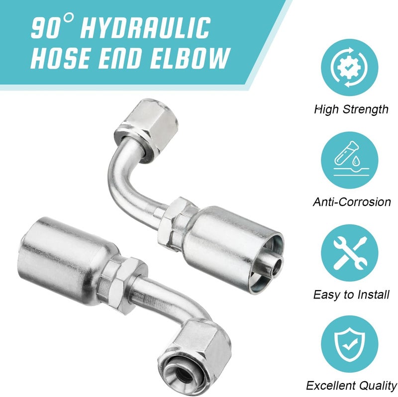 Venussar 10 PCS 90° Hydraulic Hose Fittings, for 3/8" Hose x 3/8" JIC 37° Female 90° Hydraulic Hose End Elbow Crimp Fitting - Image 5